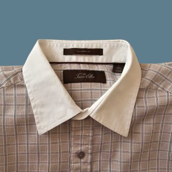 TASSO ELBA TAILORED FIT MEN LONG SLEEVE DRESS SHIRT - SIZE LARGE - Picture 2 of 7